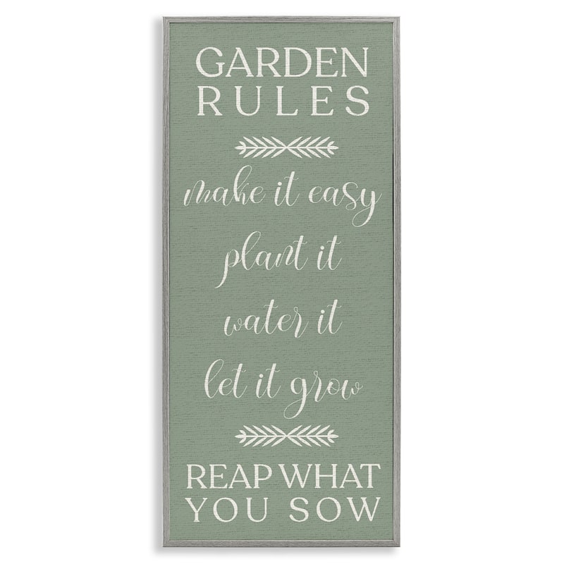 Stupell Reap What You Sow Gardening Framed Giclee Art Design By Lil' Rue - 10 x 24 - Grey