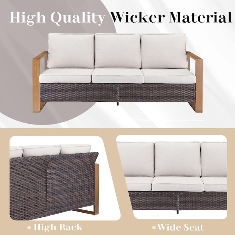 Pocassy Fire Pit Table with Outdoor Sofa Chair Ottoman Set