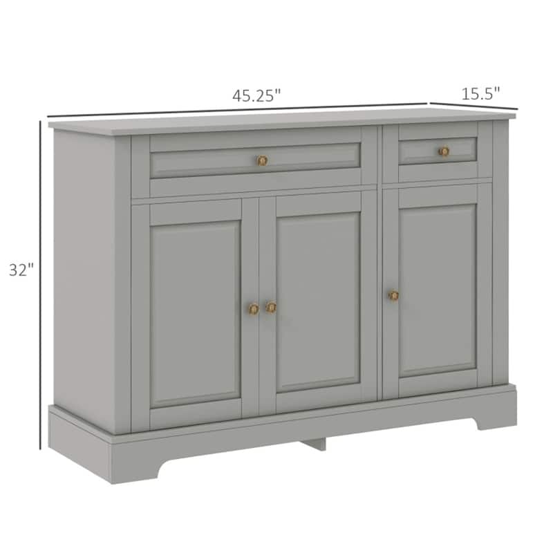 MDF Sideboard with Drawers and Cabinets for Kitchen Dining Living Room Storage - 45.25" W x 15.5" D x 32" H