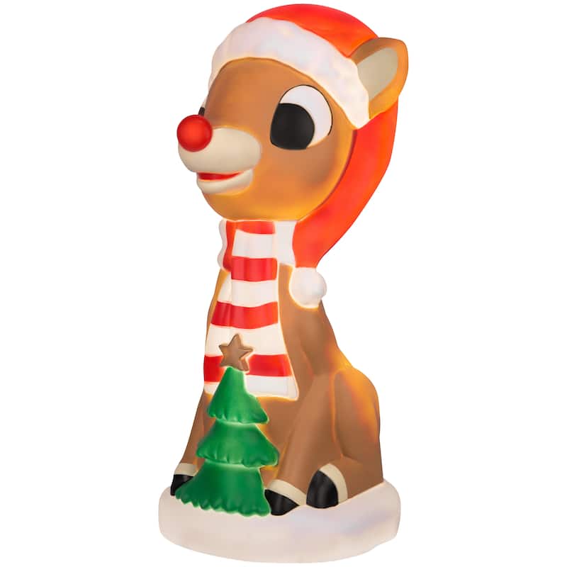 Lighted Blow Mold Outdoor Decor-Rudolph w/Christmas Tree-24"-Rudolph