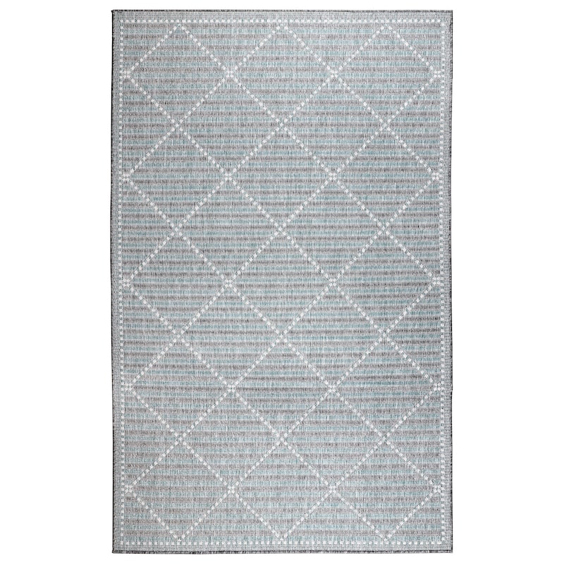 Liora Manne Malibu Checker Diamond Indoor/Outdoor Rug - 3'3" x 4'11" - Aqua