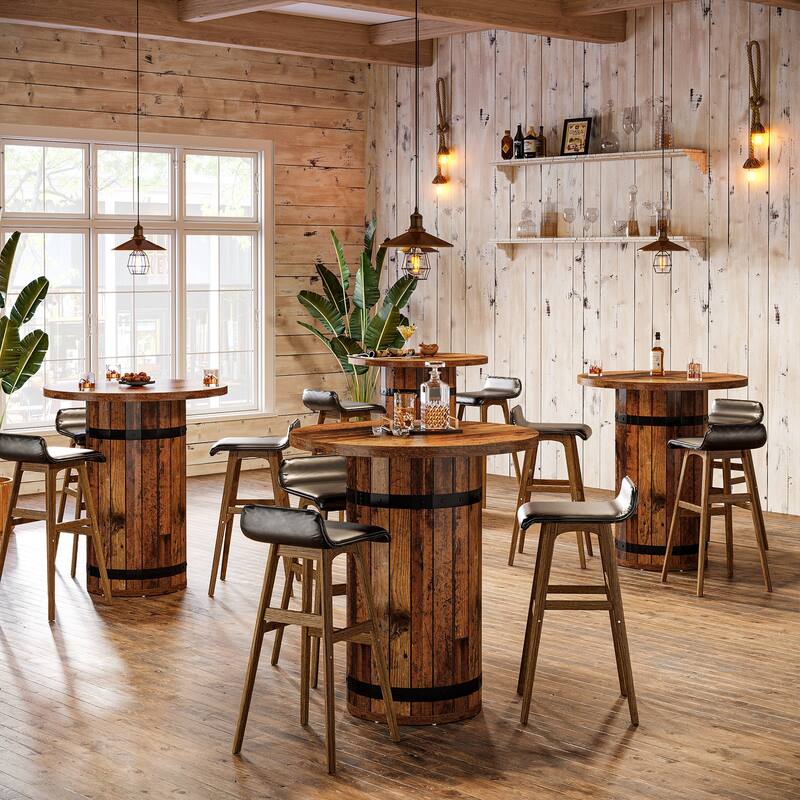 39.4 Inch Bar Height, Round Bar Table, Bistro Pub Table for Kitchen