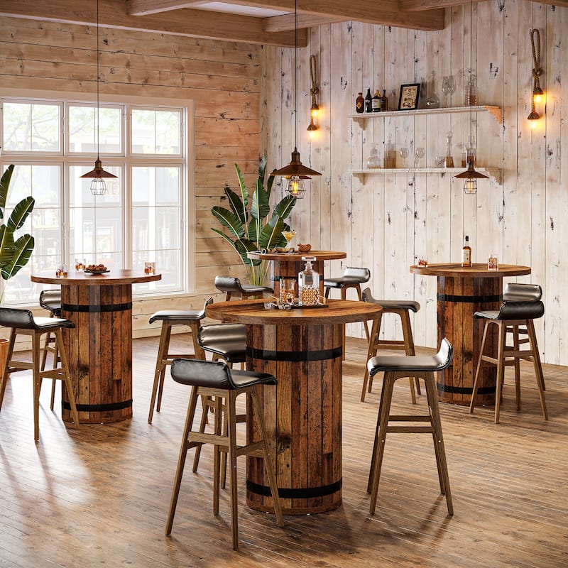 Round Bar Table, Bistro Pub Table for Kitchen (Only Table)