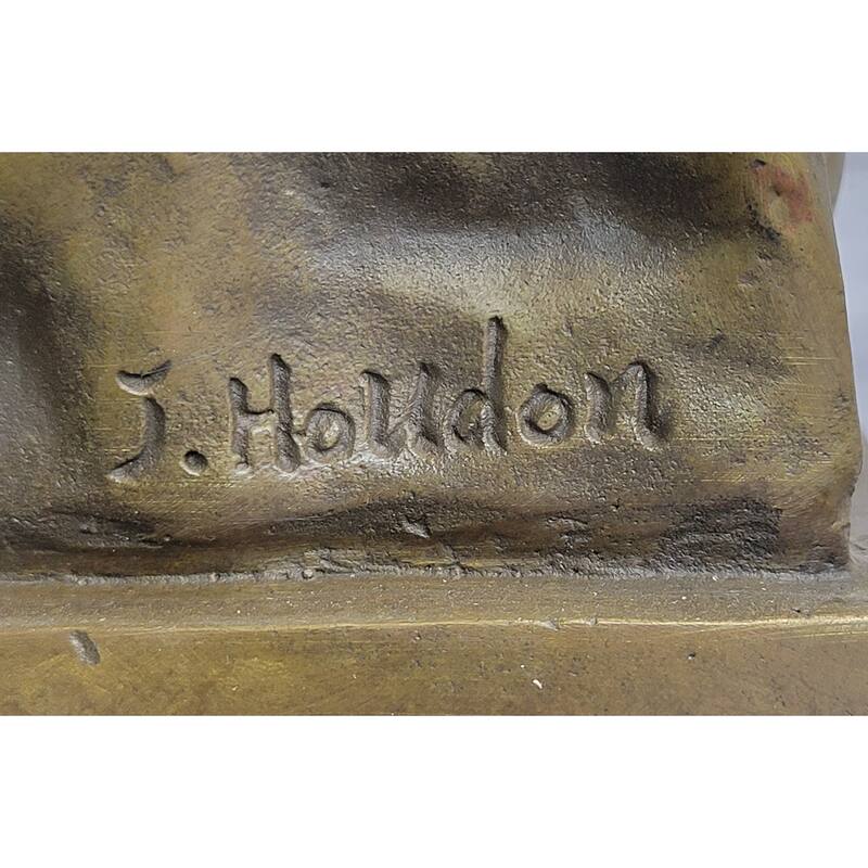 Bronze Statue Of Seated Angel Holding Wreath Sculpture On Marble Base 17 Inches X 9 Inches