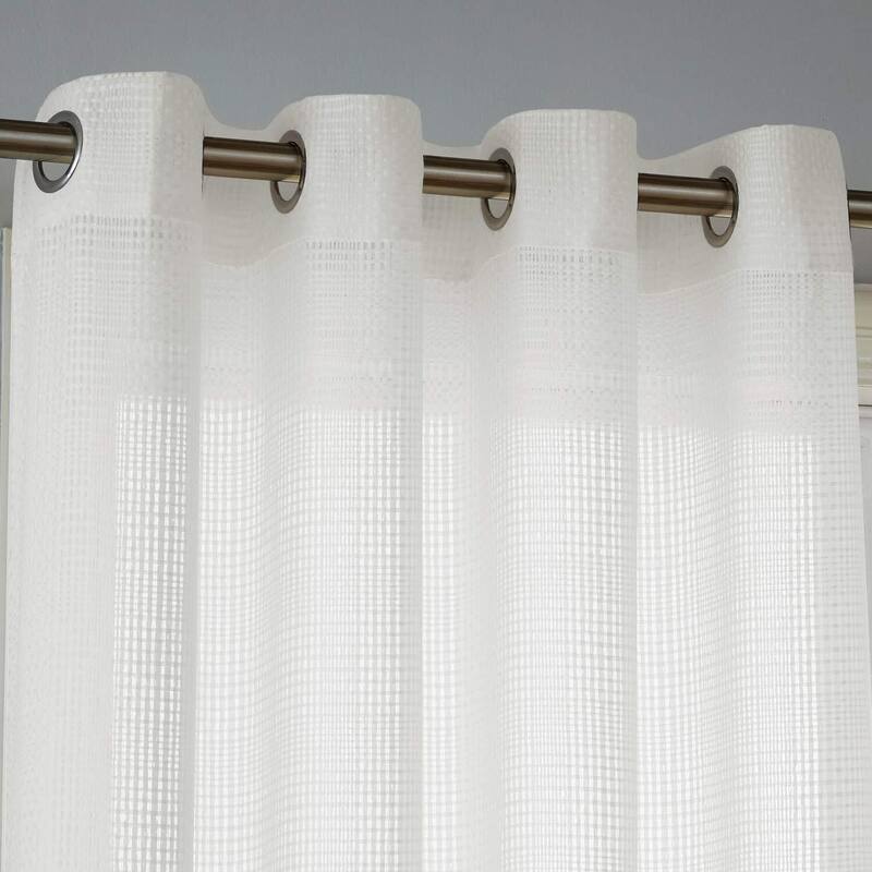 Deconovo White Sheer Grommet Curtains with Checkered Design, 2 Panels - W52 x L84 - Off White