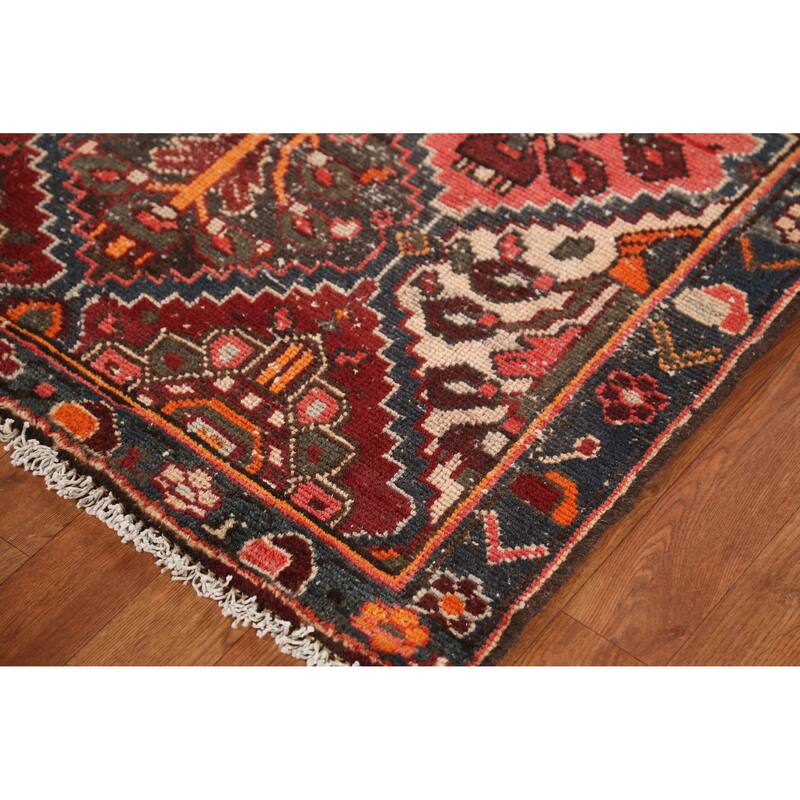 Hand Knotted Oriental 100% Wool Carpet Traditional Geometric Multi-Colored Bakhtiari Runner Rug - 9' 4'' X 3' 4''