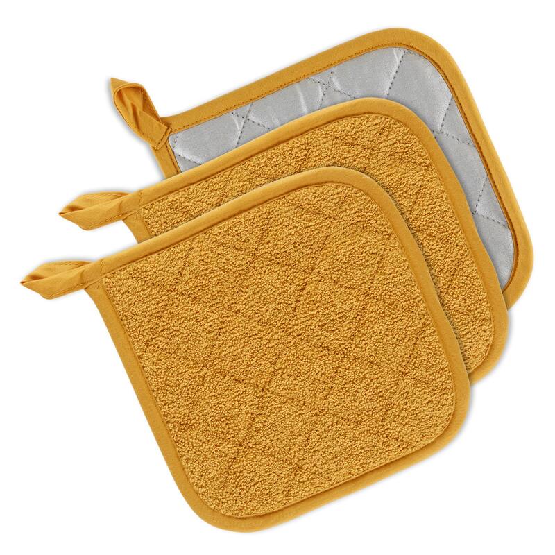 White Terry Potholder (Set 3) - Honey Gold