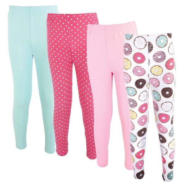 slide 1 of 1, Hudson Baby Infant Girl Cotton Leggings 4pk, Donuts 0-3 Months - Donuts