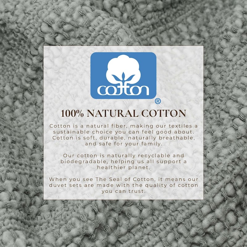 Linery & Co. 100% Cotton Reversible Honeycomb Waffle / Percale Duvet Cover Set