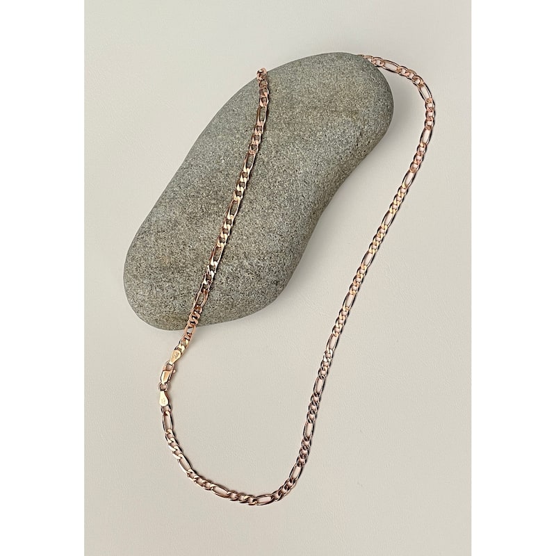 Roberto Martinez Rose Gold Plated 4 mm Silver Figaro Chain (18"-30")