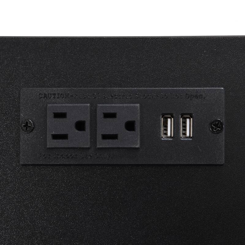 Metal Platform Bed w2-tier Storage Side Table & Built-in Wood Nightstand