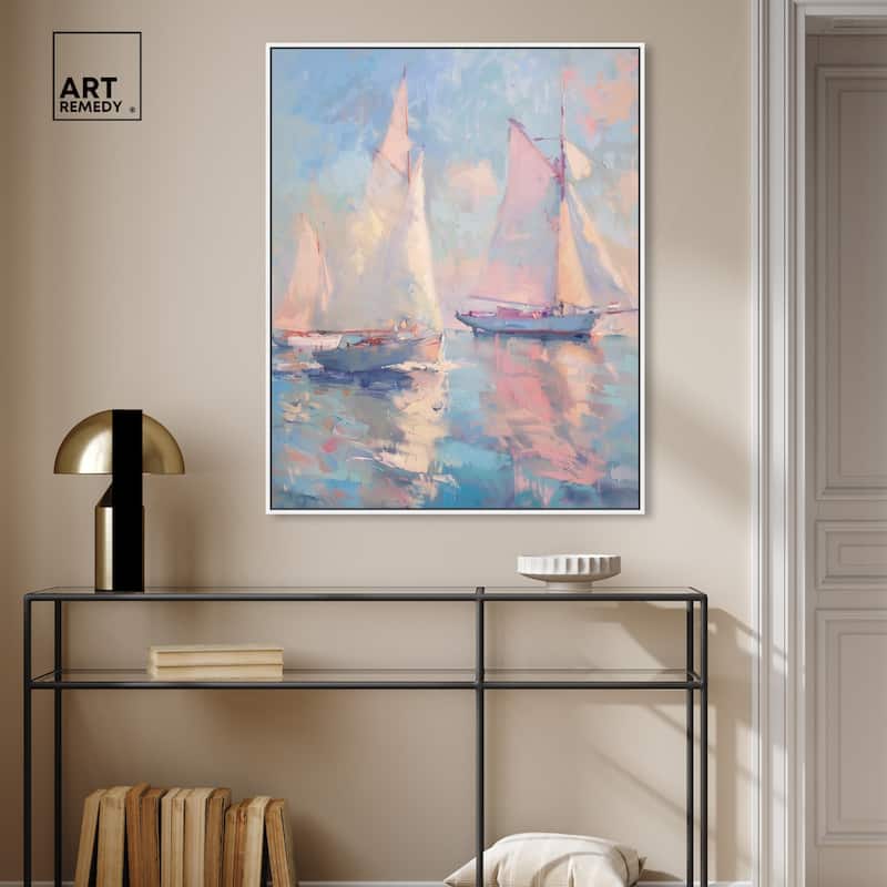 Art Remedy Set Sail Framed Sailing 1 Piece Canvas Wall Art
