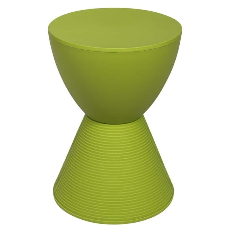 Boyd Round Side Table with Ribbed Design Base - Accent Hourglass End Table with Removable Lid for Living Room & Bedroom - Green