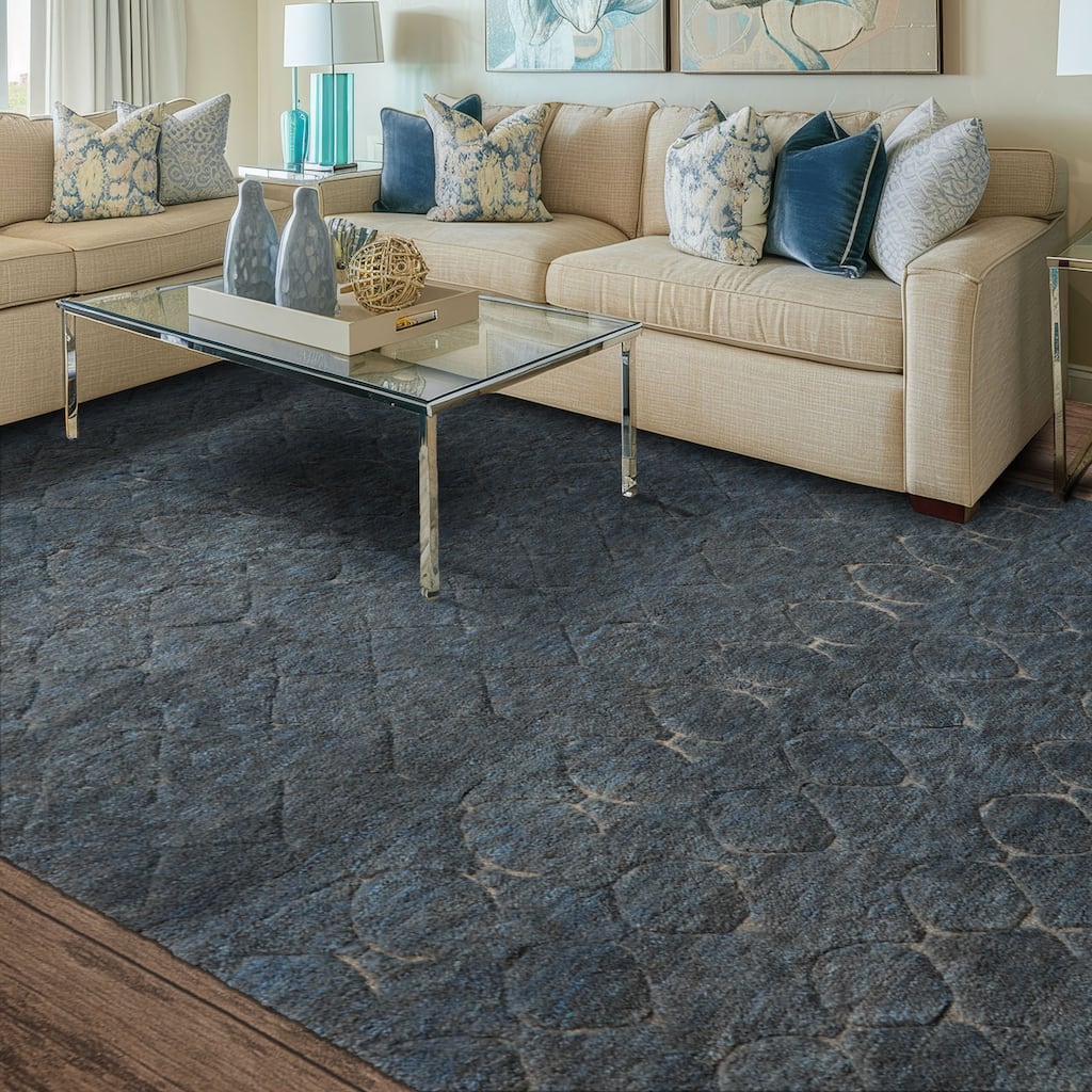 8x10 Tibetano Hand Knotted Wool Grey Modern & Contemporary Plush Pile Rug - 8' x 10'