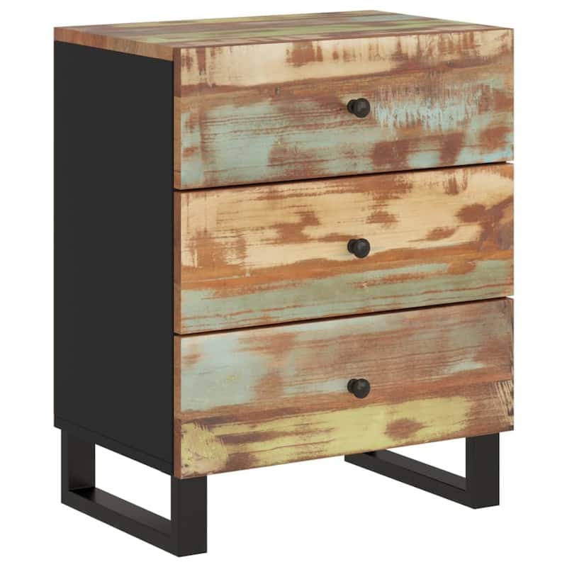 vidaXL Bedside Cabinet 19.7"x13"x24.4" Solid Wood Mango&Engineered Wood