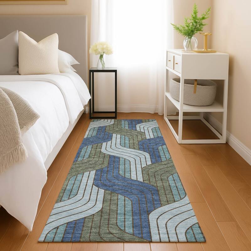 Machine Washable Indoor/ Outdoor Modern Pathway Chantille Rug