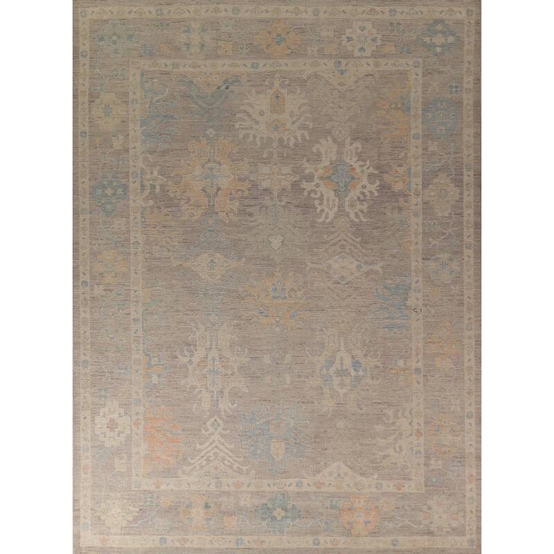 Earth Tone Oushak Vegetable Dye Turkish Area Rug Handmade Wool Carpet - 9'4"x 11'8"