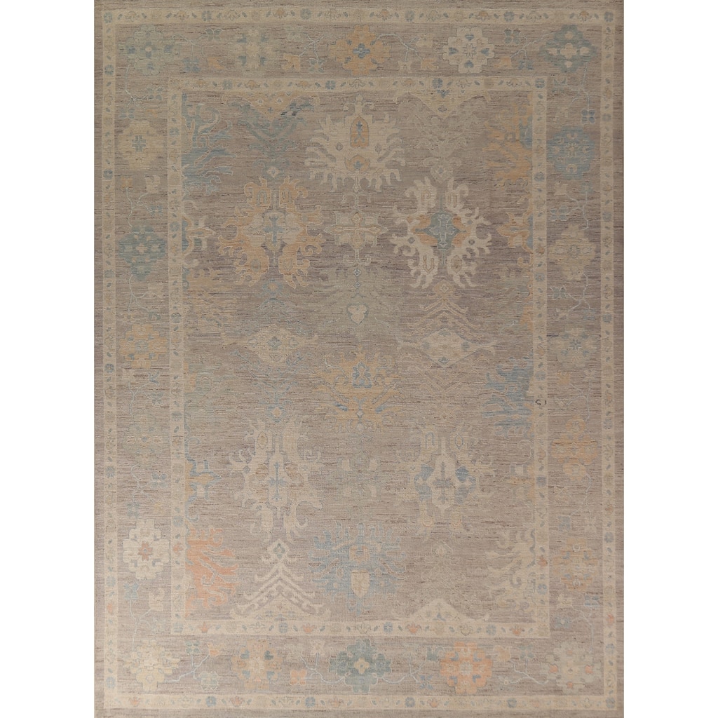 Earth Tone Oushak Vegetable Dye Turkish Area Rug Handmade Wool Carpet - 9'4"x 11'8"