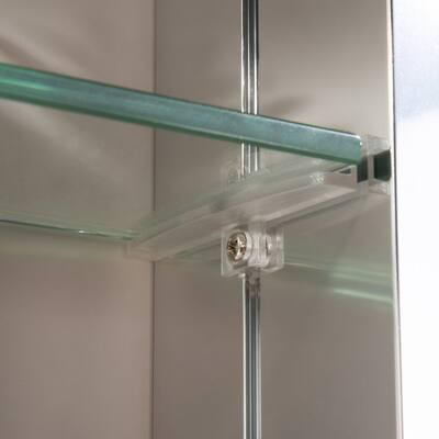 25 in. W x 14 in. Silver Frameless Recessed or Surface Mount Bi-View Bathroom Medicine Cabinet with Mirror