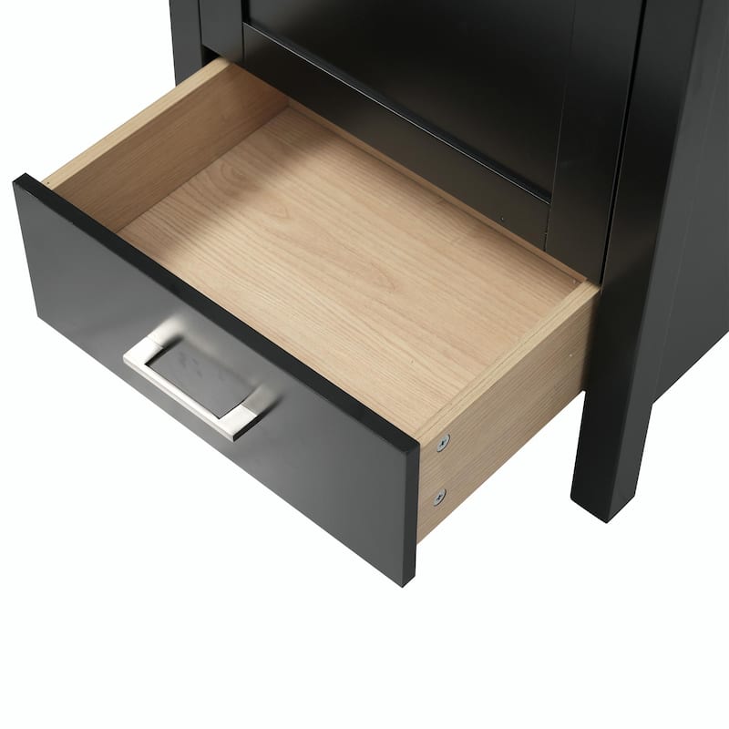 20.28'' Black Modern Bathroom Vanity with Ceramic Sink, Solid Wood Frame and Drawer