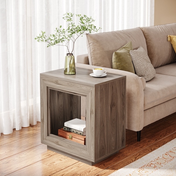 23.62-inch Rectangular Farmhouse Wood Side End Table for Living