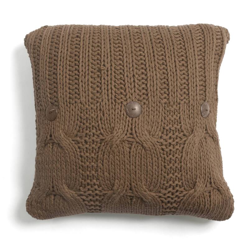Chima Cable Knit Cotton Throw Pillow - 20x20 - Brown