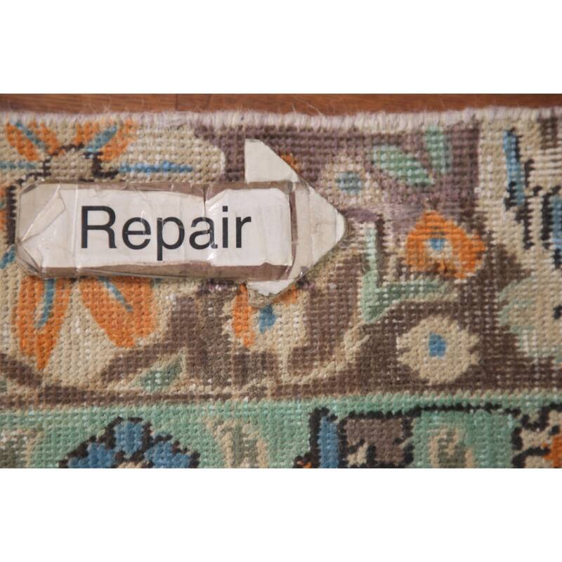 Hand Knotted Oriental 100% Wool Carpet Traditional Floral Beige & Ivories Tabriz Area Rug - 11' 6'' X 8' 7''