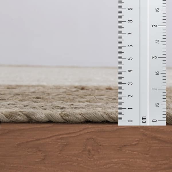 dimension image slide 2 of 3, Jute Hand Braided Zigzag Stitch Natural Fibers Farmhouse Style Area Rug