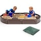 preview thumbnail 13 of 19, Costway 6F Wooden Sandbox with Built-in Corner Seat, Cover, Bottom - See Details Brown