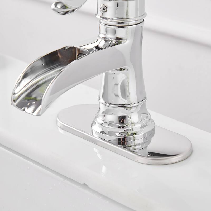 Modern Single Hole Chrome Bathroom Faucet with Drain Assembly