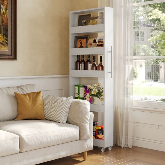 5-tier Slim Storage Rolling Cart with Handle and Wheels