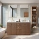 preview thumbnail 67 of 126, Oza Bath Vanity with Quartz Stone Top and Mirror 60in. Double Sink - Dark Brown Oak