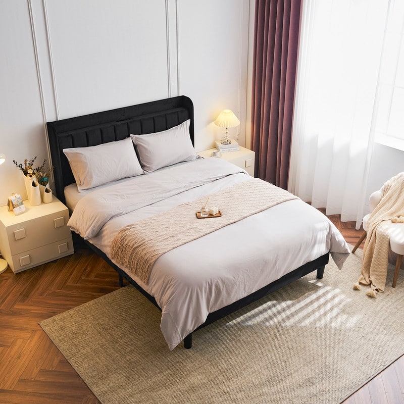 Upholstered Wingback Bed