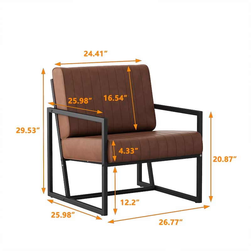 PU Leather Feature Armchair Accent Chair with Metal Frame