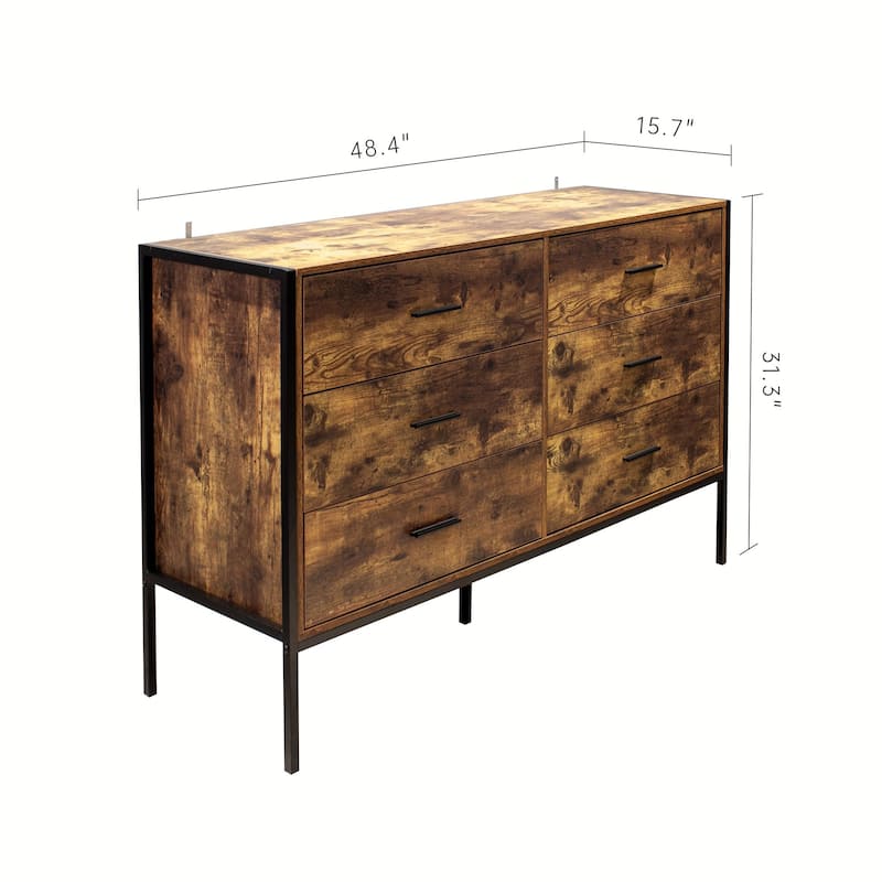 Rustic Brown Drawer Dresser - Industrial Style Clothes Organizer with Sturdy Frame - Bedroom and Living Room Storage Cabinet
