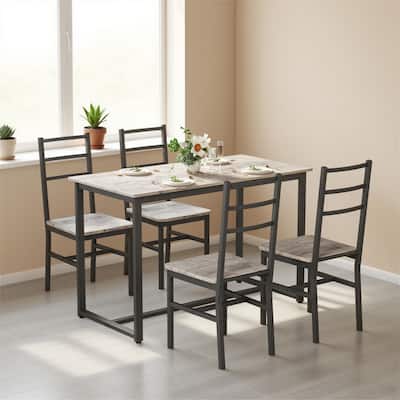 5-Piece Farmhouse Dining Table Set for 4