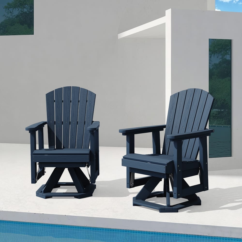 Set of 2 HDPE Adirondack Swivel Gliders, Outdoor Patio Chair Set