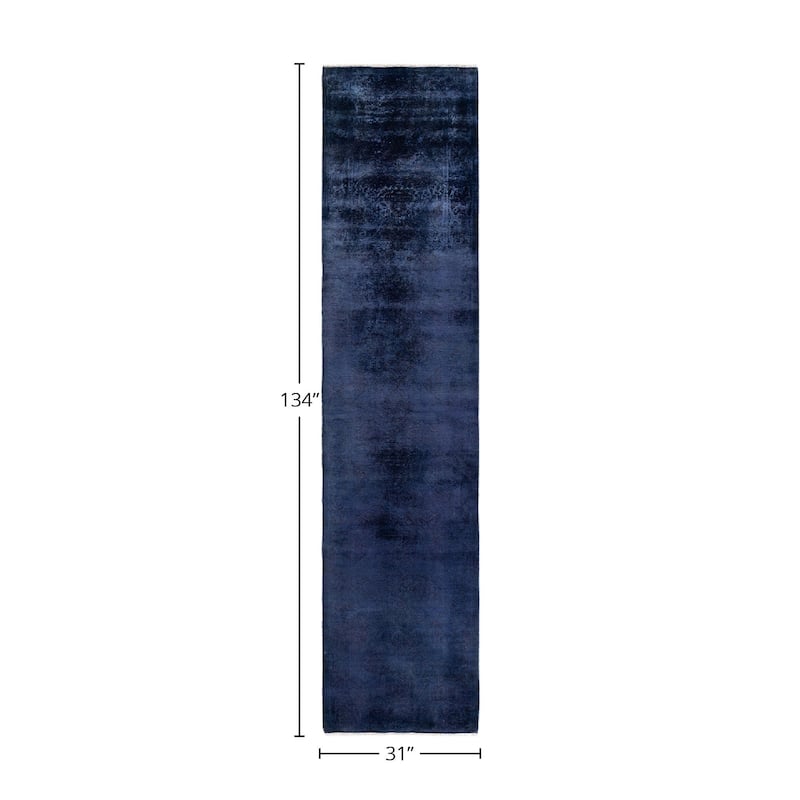Fine Vibrance, One-of-a-Kind Hand-Knotted Runner Rug - Purple, 2' 7" x 11' 2" - 2' 7" x 11' 2"