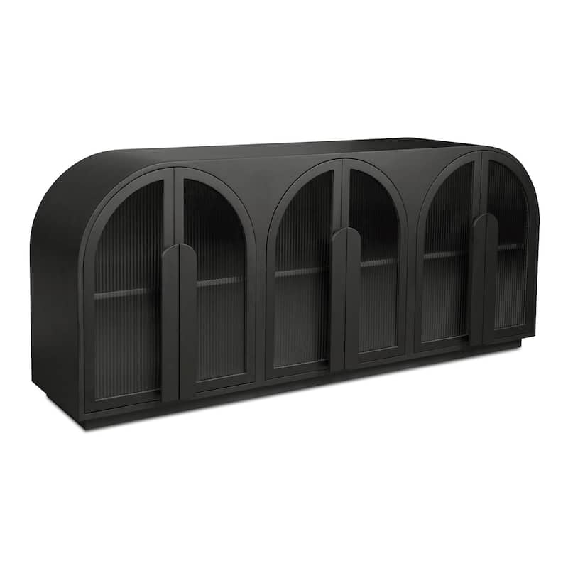 NADAAL STUDIOS Theron, Sideboard With Tempered Reed Glass Doors - 79"W x18"D x34"H