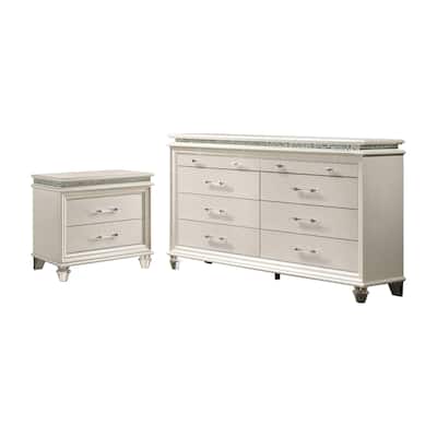 Xian Transitional White 2-piece Nightstand and Dresser Set by Furniture of America