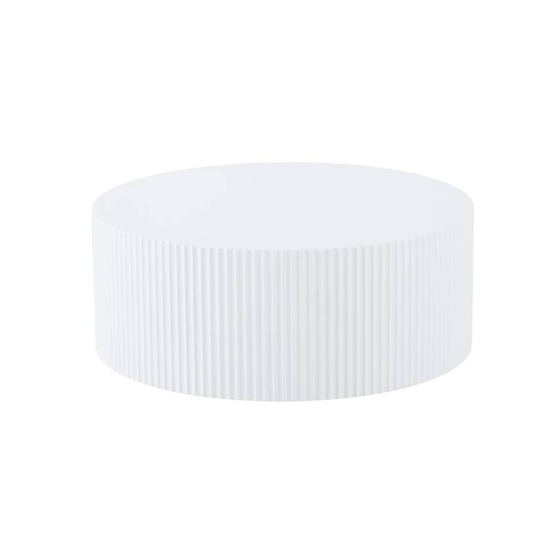 Modern Coffee Table Round Coffee Table Stylish Coffee Table with Hand-Carved Relief, for Living Room‌, White