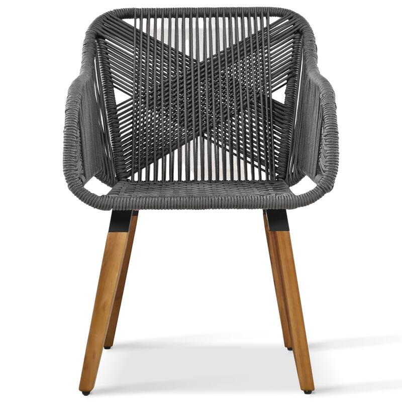 5 Pcs Outdoor Patio Furniture Set, All-Weather Patio Conversation Set with Wicker Cool Bar Table, Single Chairs and Ottomans