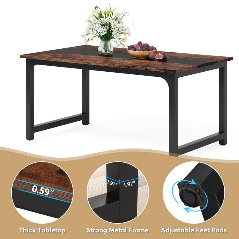 63 Inches Industrial Kitchen Dining Table - 63" L x 31.5" W x 29.13" H