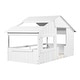 preview thumbnail 6 of 38, Wood House Bed with Roof & Door, Window and Guardrail