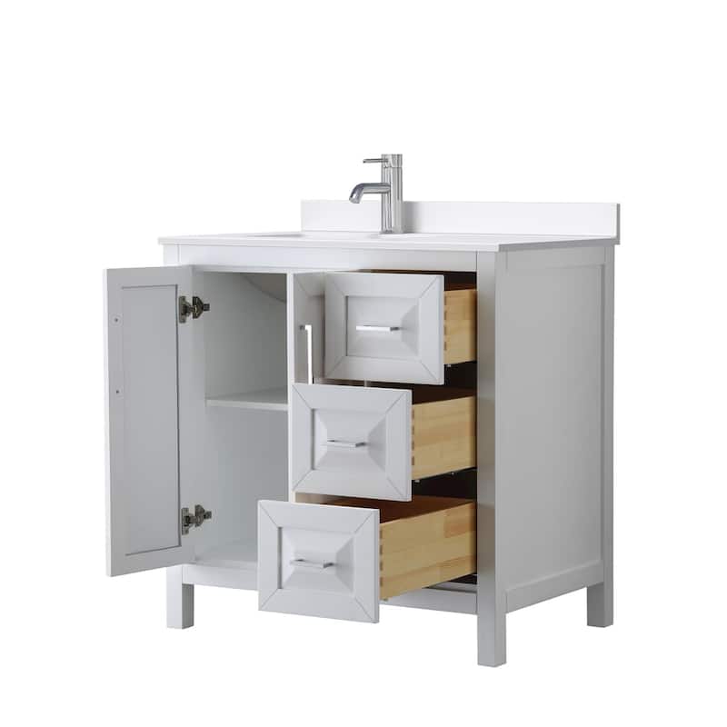 Daria 36-inch Single Vanity, Single Hole Quartz Top
