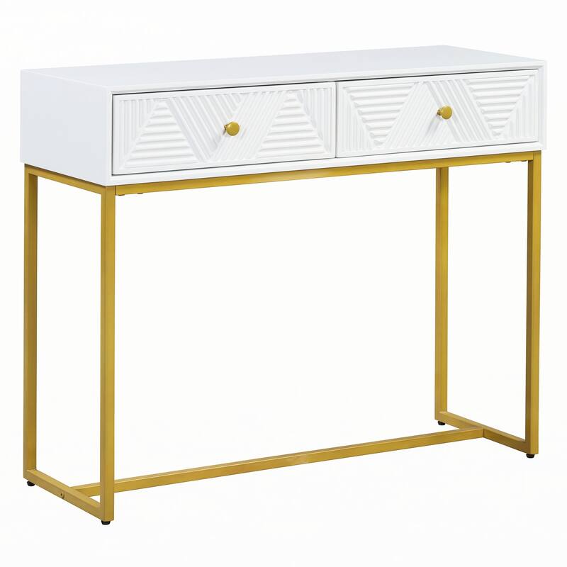 Modern Sleek Console Table with Storage,White