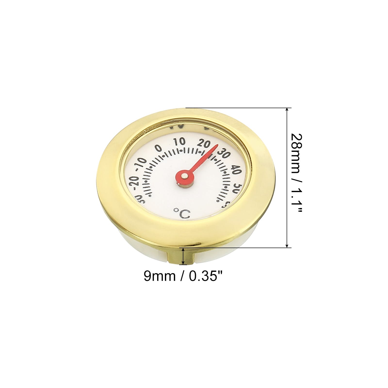 1.1” Mini Indoor Outdoor Thermometer Temperature Monitor Meter Gauge Gold