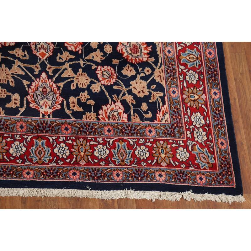 Vegetable Dye Blue Mood Persian Vintage Area Rug Handmade Wool Carpet - 9'10"x 12'10"