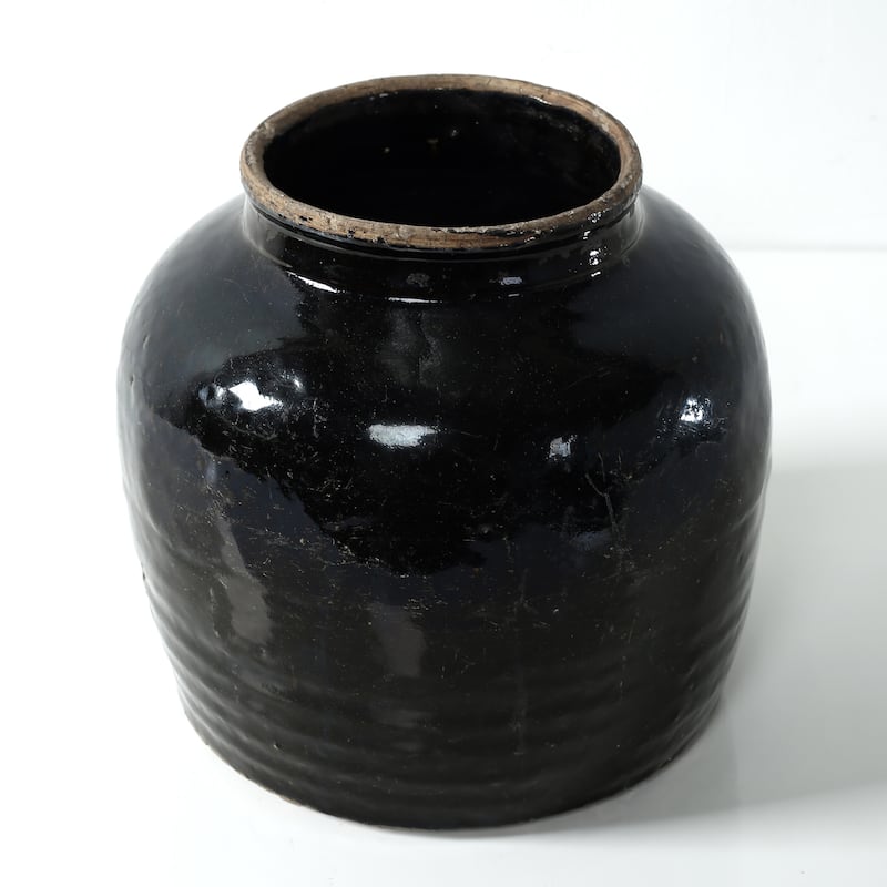 Artissance Large Vintage Oil Pot With Black Glaze, 11 Inch Tall (Size & Finish Vary)