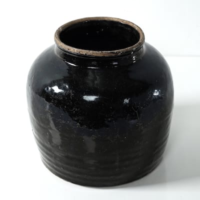 Artissance Large Vintage Oil Pot With Black Glaze, 11 Inch Tall (Size & Finish Vary)